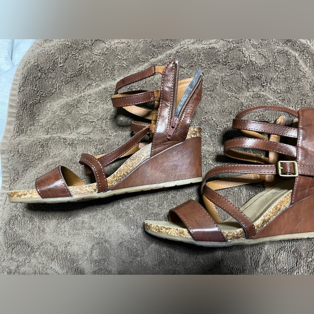 Brown high heels